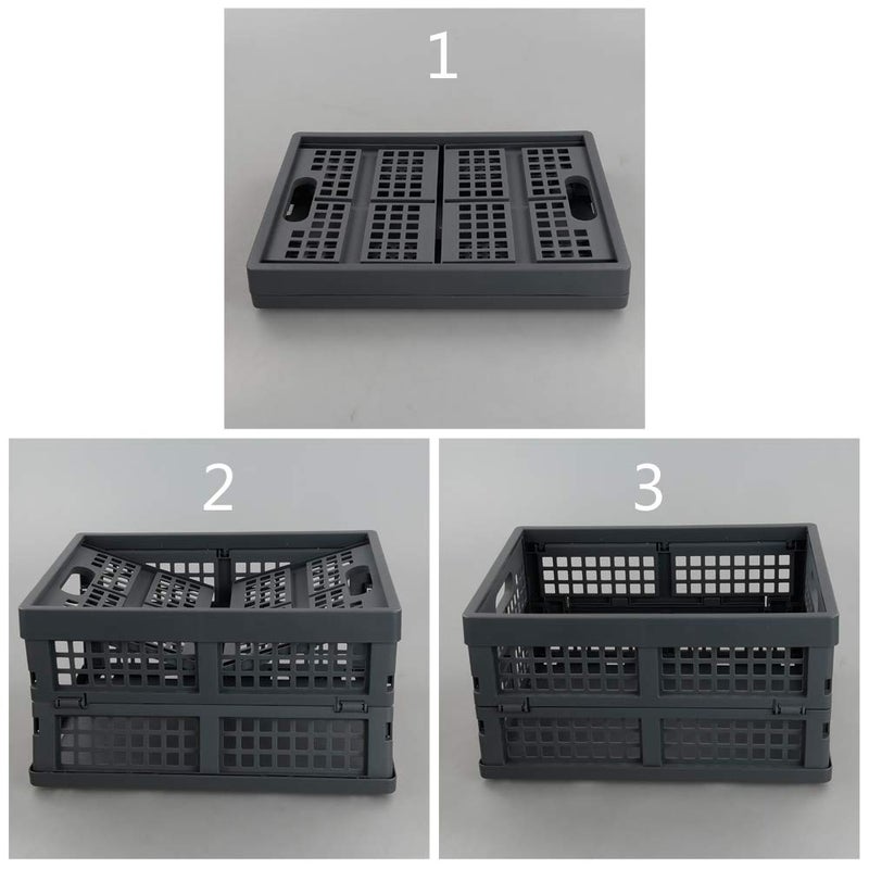 Ggbin 16 Liter Folding Plastic Containers, Grey Plastic Crate, 2 Packs - Image 5